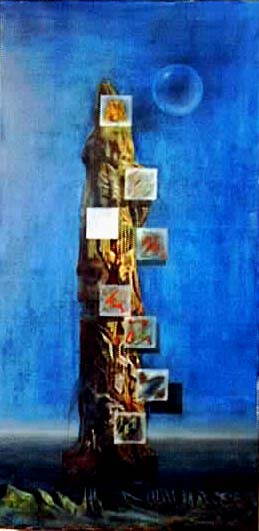 Der Bildermacherturm l auf Leinen 40 x 80 cm Heinrich Wagner Bildermacher, Privatbesitz